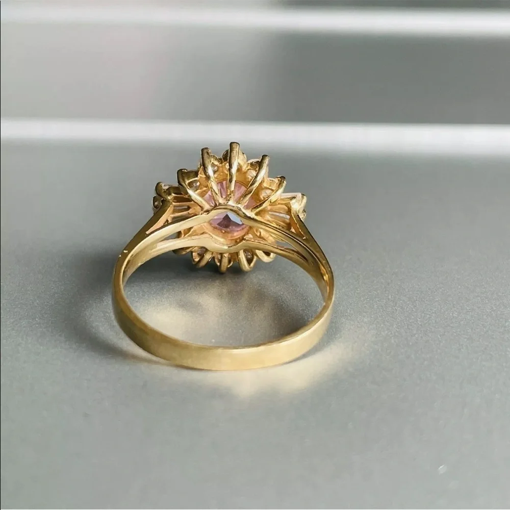 Estate 14k Gold Rose & White Cubic Zirconia Ring - Picture 11 of 11